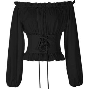 Women's Renaissance Off Shoulder Blouse Tops Long Sleeve Pirate Shirt